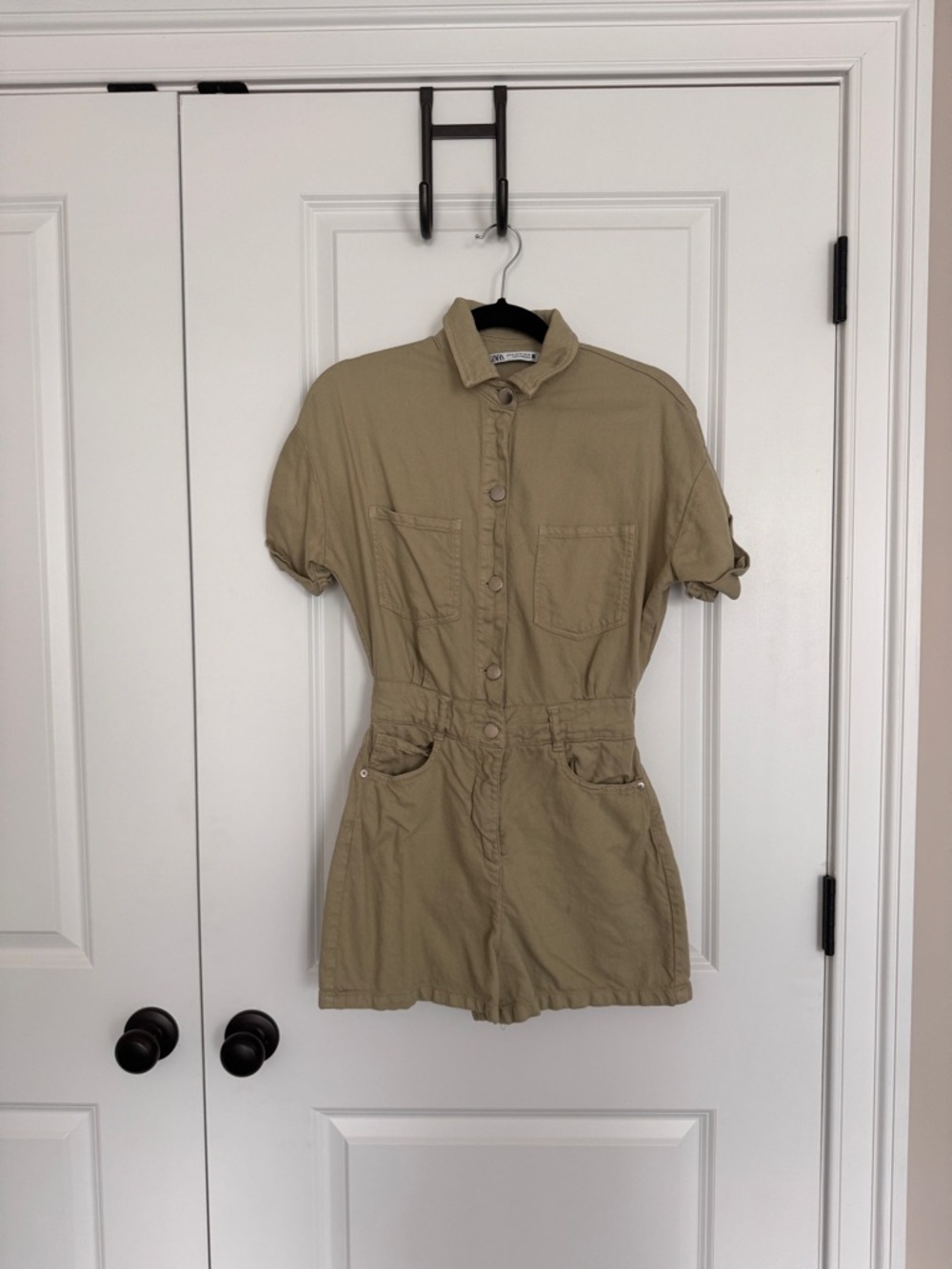 Zara Beige Collared Button-Front Jacket